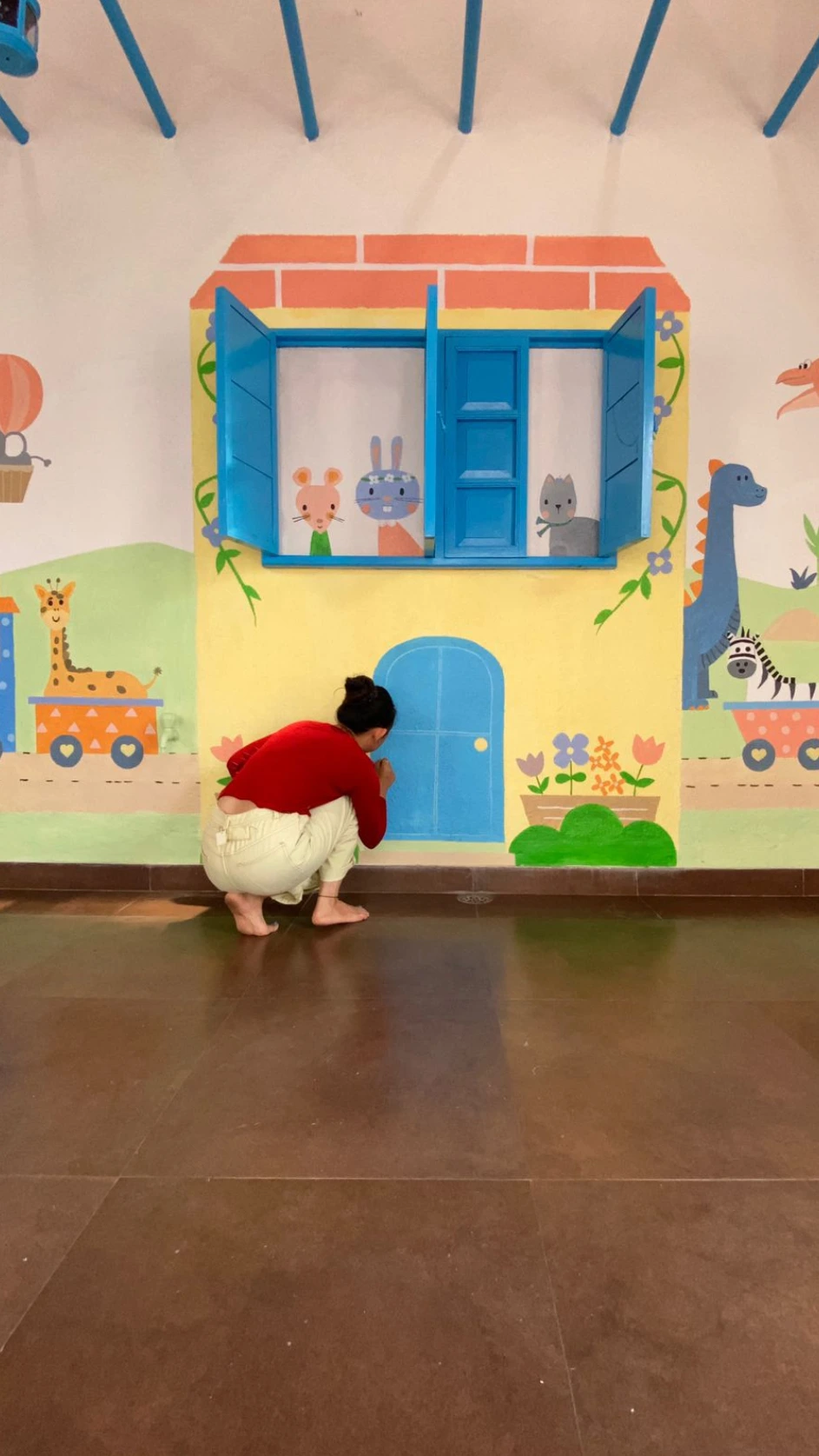 A cheerful wall mural for children’s spaces, designed to spark imagination, joy, and creativity.